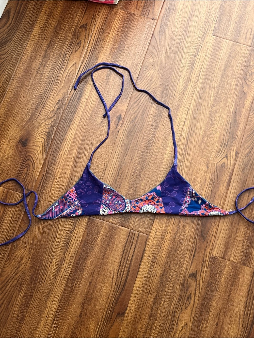 Jolyn Clothing Purple Multi-Color Triangle Bikini Top